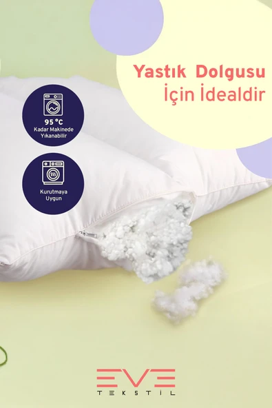 Yastık Yorgan Oyuncak Dolum Malzemesi Antialerjik Yapışmaz 1.Kalite %100 Temiz Boncuk Elyaf 2 Kg - 3