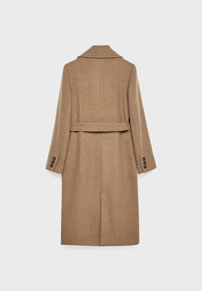 Stradivarius Keçe dokulu kemerli kaban - 5