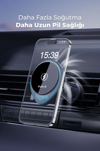 Havit  W3036 15W MageSafe Soğutucu Fanlı Araç Şarjı - 2