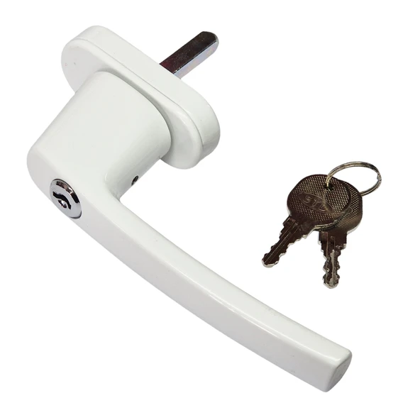 Anahtarlı Kilitli İspanyolet Pvc Pencere Kapı Kolu Çocuk Güvenlikli Pimapen Plastik Kulp Beyaz 1Adet - 2