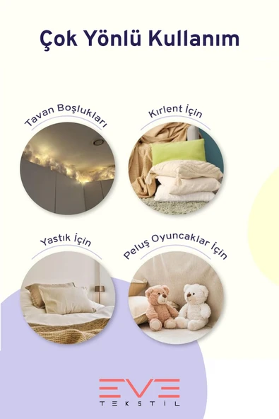 Yastık Yorgan Oyuncak Dolum Malzemesi Antialerjik Yapışmaz 1.Kalite %100 Temiz Boncuk Elyaf 8 Kg - 6