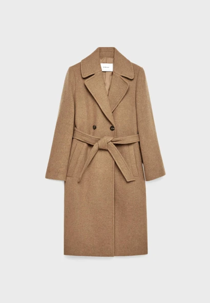 Stradivarius Keçe dokulu kemerli kaban - 4