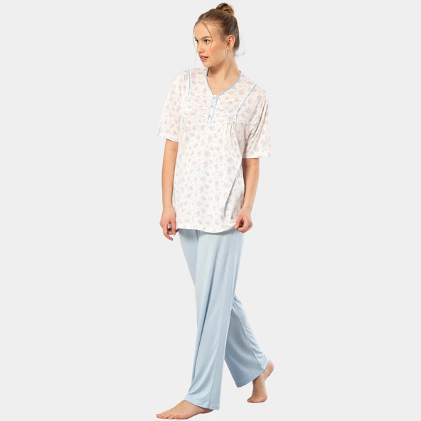 Empirme Patlı Battal Kısa Kollu Pijama Takım 3369/Mavi - 3