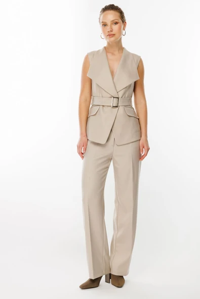 Ekol Minimalist Yüksek Bel Kadın Pantolon - Günlük & Ofis Şıklığı - Resim 4