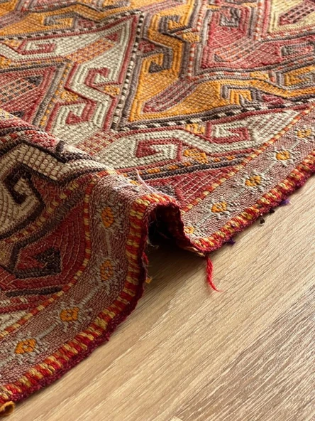49x80 cm El Dokuma Rustik Desenli Küçük Kilim, Kahverengi & Kırmızı Küçük Boy Anadolu Kilim - 9