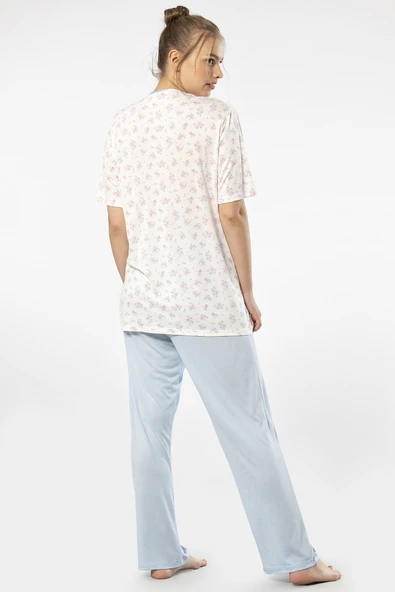 Empirme Patlı Battal Kısa Kollu Pijama Takım 3369/Mavi - 9