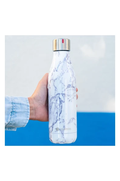Les Artistes Paris Isı Yalıtımlı Çelik Termos 500ml Marble Black & White  Çok Renkli 500 ML - 5