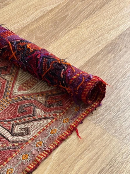 49x80 cm El Dokuma Rustik Desenli Küçük Kilim, Kahverengi & Kırmızı Küçük Boy Anadolu Kilim - 6