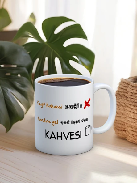 Baskılı Kupa Bardak Seramik Mug - ..çok işin var kahvesi