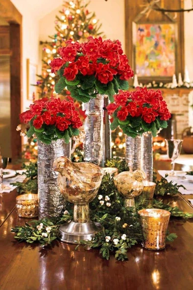 Nettenevime Yapay Çiçek Sardunya Demeti 40*25cm 1.Kalite KIRMIZI Koyu Balkon Çiçeği - Resim 8