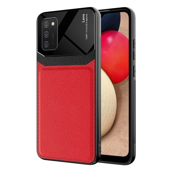 Galaxy A02S Kılıf Zore Emiks Deri Görünümlü Kılıf - Resim 2