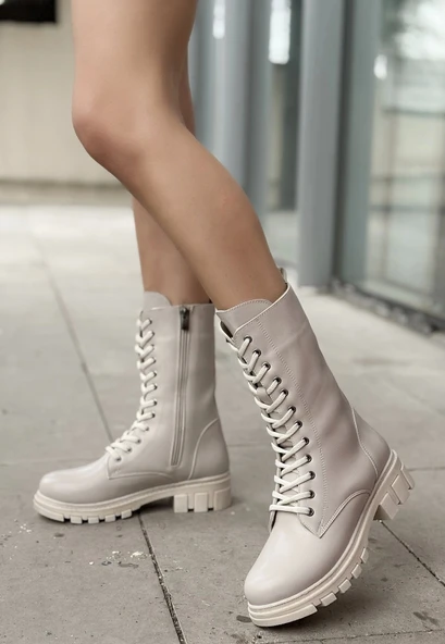 Nabah Bej Cilt Bağcıklı Bot - Resim 2