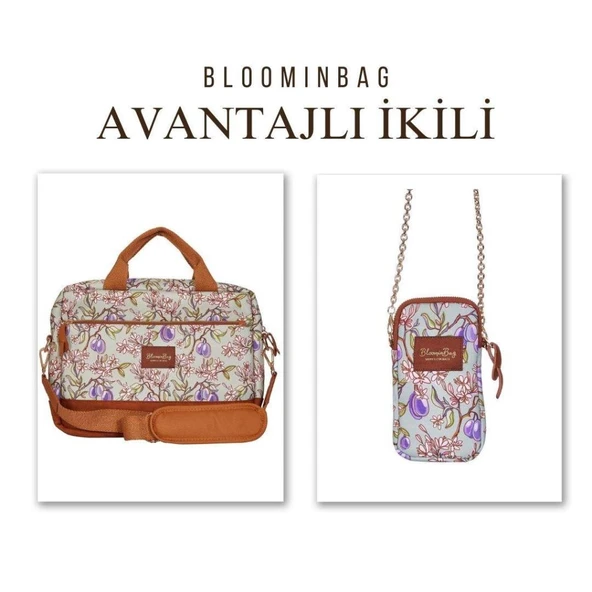 Bloominbag Plums İn Bloom 13-14 İnç Laptop / Macbook Ve Telefon Çantası