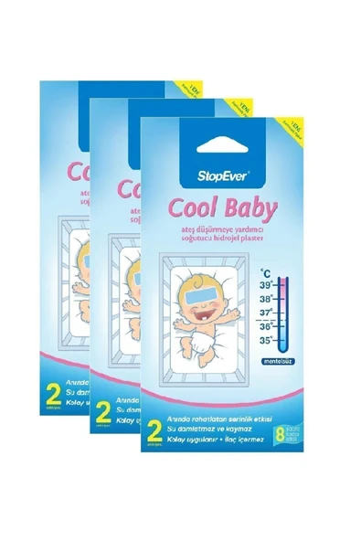 Cool Baby Ateş Düşürmeye Yardımcı Soğutucu Hidrojel Plaster -3x2 Adet (3'lü)