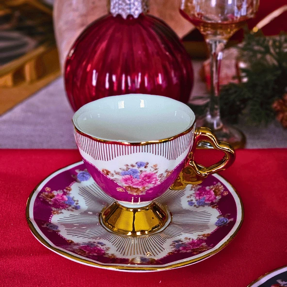 Naomi 2 Kişilik Kahve Fincanı Takımı - 90 ml (Mavi-Kırmızı) - 3