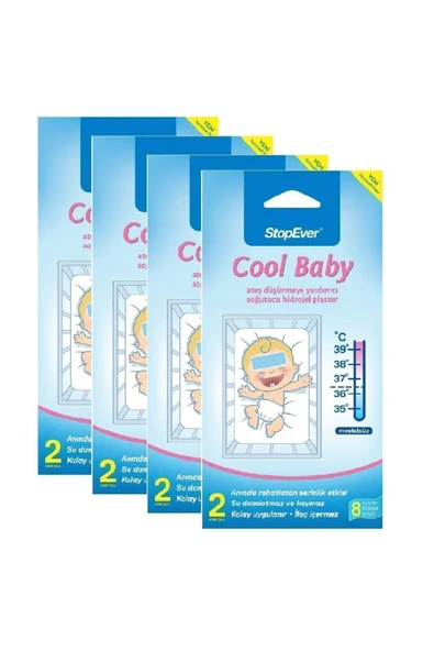 Cool Baby Ateş Düşürmeye Yardımcı Soğutucu Hidrojel Plaster -4x2 Adet (4'lü)