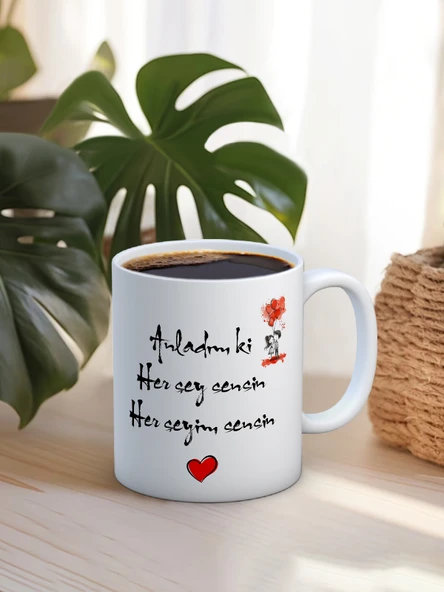 Baskılı Kupa Bardak Seramik Mug - Anladımki herşey sesin