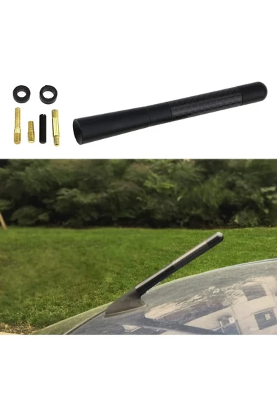 Velonova RENAULT MEGANE Uyumlu Alüminyum Karbon Fiber Oto Araç Anten Çubuğu Siyah - Resim 3