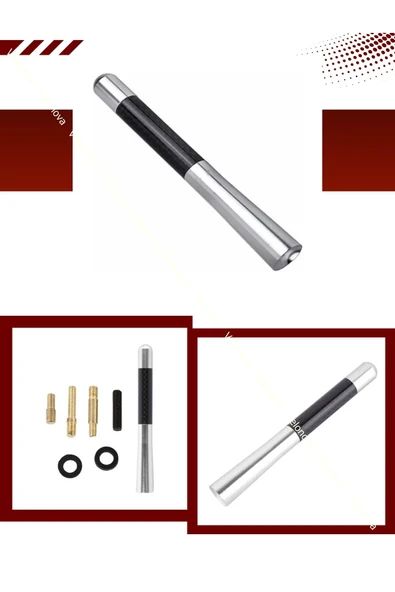Velonova   SUZİKİ MODELLERİ Uyumlu Alüminyum Karbon Fiber Oto Araç Anten Çubuğu Gri ürün görseli