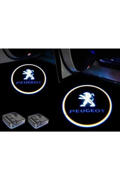 StrongMotors   Peugeot Araçlar Için Pilli Yapıştırmalı Kapı Altı Led Logo
