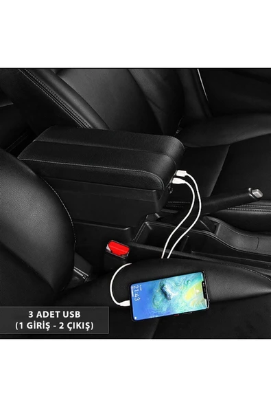 Velonova Renault Clio 4 2007-2016 Sürgülü Kolçak Kol Dayama 2 Adet USB Lİ Araca Özel Delmesiz Vidasız Montaj - 6
