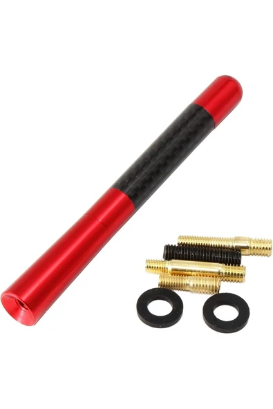 Velonova VOLKSWAGEN SCİROCCO Uyumlu Alüminyum Karbon Fiber Oto Araç Anten Çubuğu Kırmızı - 3