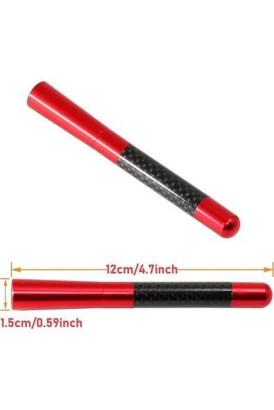 Velonova PEUGEOT 107 Uyumlu Alüminyum Karbon Fiber Oto Araç Anten Çubuğu Kırmızı - Resim 2