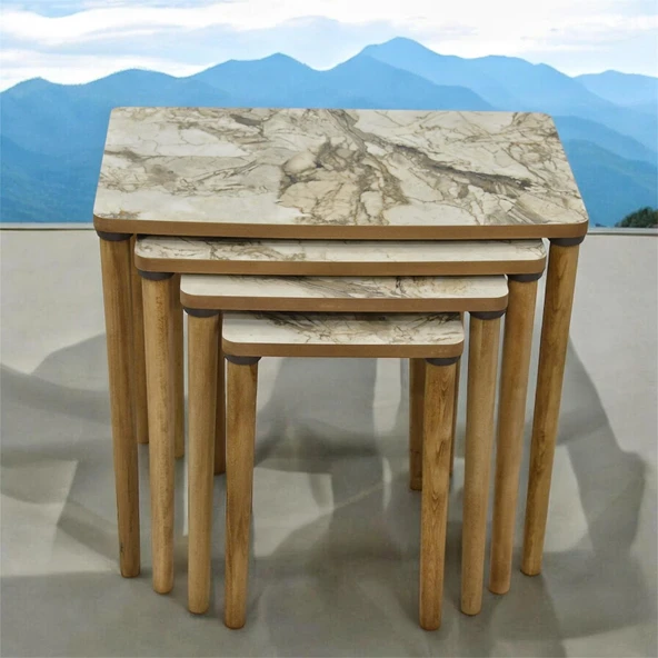 ES zigon sehpa 4 lü ahşap ayak klasik - 5