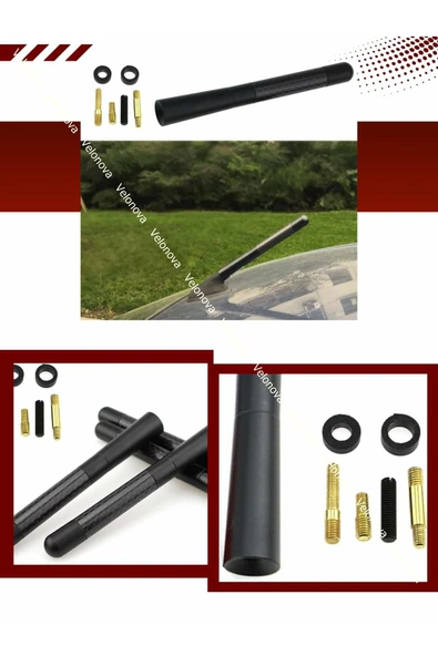 Velonova TOYOTA LEXUS Uyumlu Alüminyum Karbon Fiber Oto Araç Anten Çubuğu Siyah ürün görseli