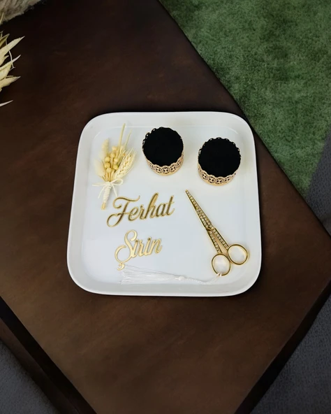 Timeless Love Söz Nişan Tepsisi ve Porselen Kahve Damat Tepsisi - 2