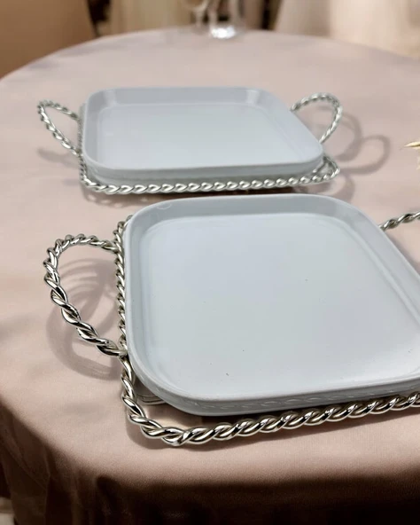 Fjord Dekoratif Söz Nişan Tepsisi  gümüş - 2