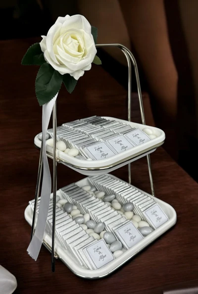 Fern Kız İsteme Çikolatası ve İsteme Çiçeği Buket Set gümüş - 4