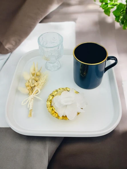 Endless Nisan Tepsisi ve Porselen  Nişan Kahve Tepsisi   krem - 3