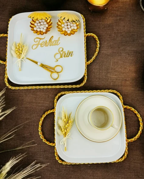 Forever Gold Söz Tepsisi ve Nişan Tepsisi gold