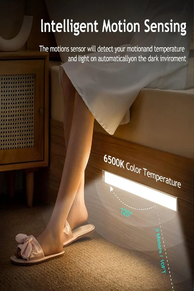 Şarjlı Kablosuz LED Lamba - Hareket Sensörlü, Dolap, Mutfak, Merdiven, Koridor Aydınlatma, Metal - 7