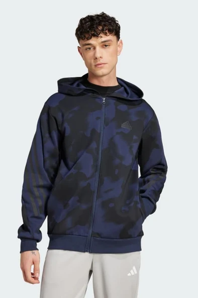 Adidas M FI 3S FZ AOP IW6083 Siyah Erkek Sweatshirt