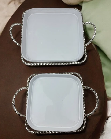 Fjord Dekoratif Söz Nişan Tepsisi  gümüş