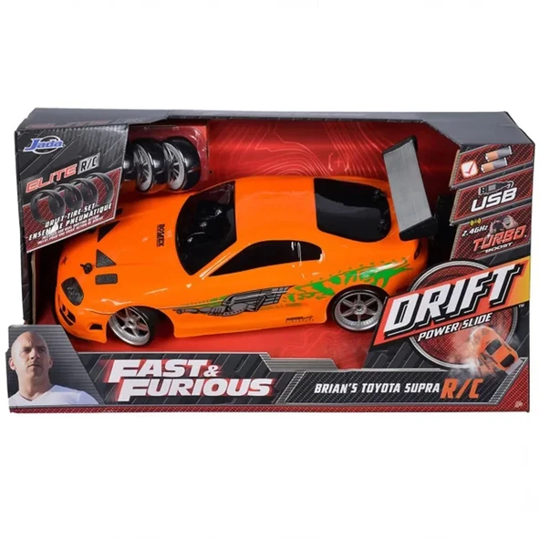 1:10 Fast & Furious 1995 Kumandalı Brian's Toyota Supra Drift Turbo Araba - 6