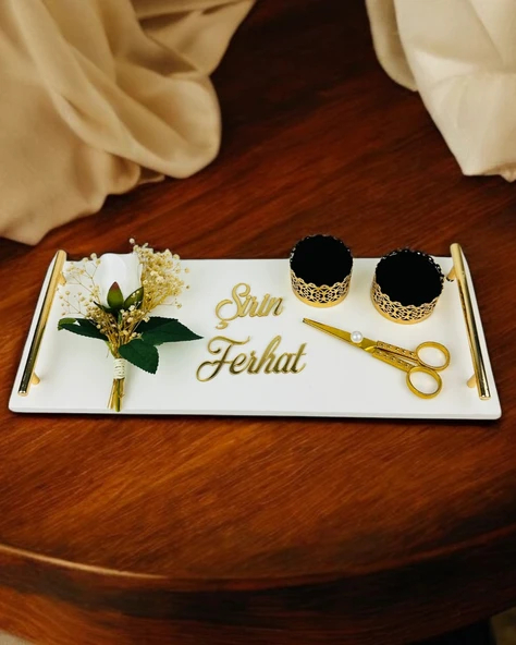 Unite Gold Söz ve Mermer Nişan Tepsisi - 2