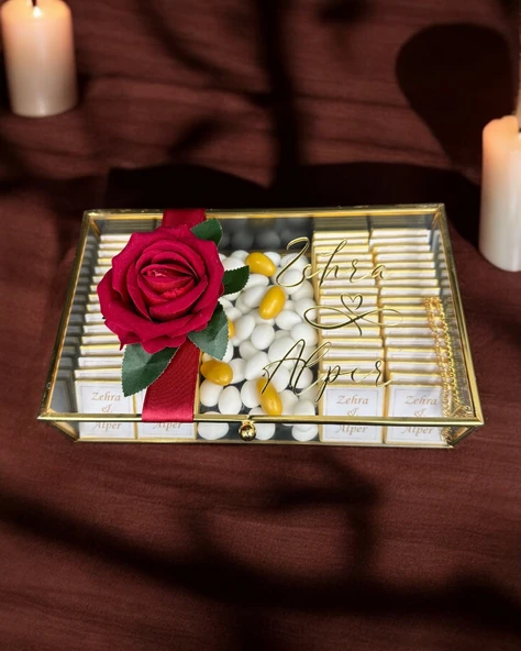 Glow Kız İsteme Çikolata ve Kız İsteme Çiçeği Seti gold - 4