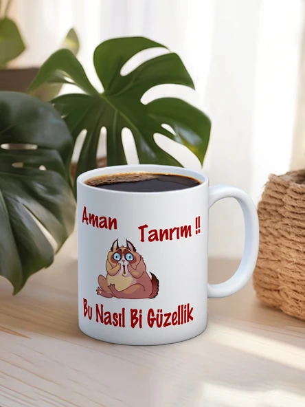Baskılı Kupa Bardak Seramik Mug - Aman tanrım