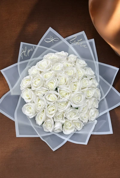 Fern Kız İsteme Çikolatası ve İsteme Çiçeği Buket Set gümüş - 3