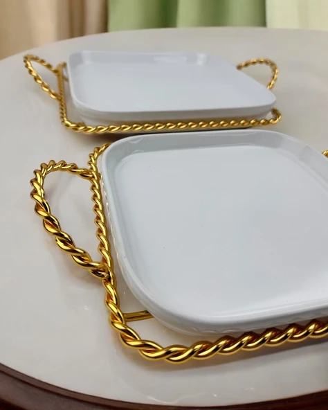 Fjord Dekoratif Söz Nişan Tepsisi  gold - 2