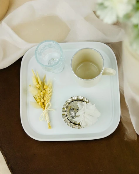 Bliss Nişan Damat Kahve Tepsisi  gümüş