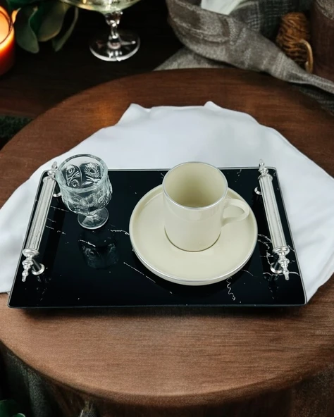 Vow Söz Nişan Kahve Tepsisi  gümüş