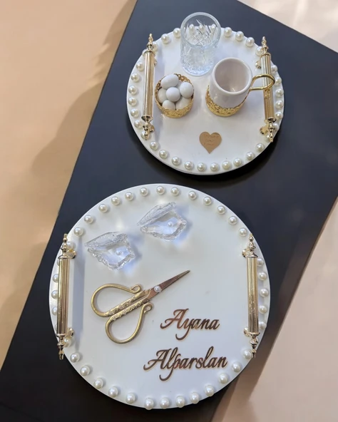 Heavenly Gold İncili Söz Nişan Tepsisi gold - 2