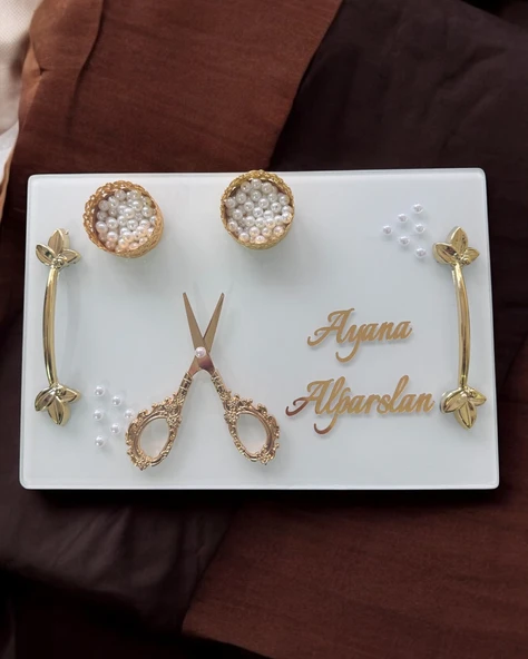 Adore Gold Söz Tepsisi  mavi