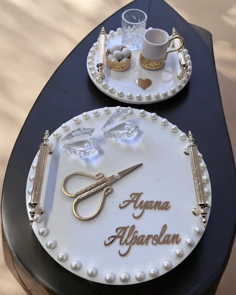 Heavenly Gold İncili Söz Nişan Tepsisi gold