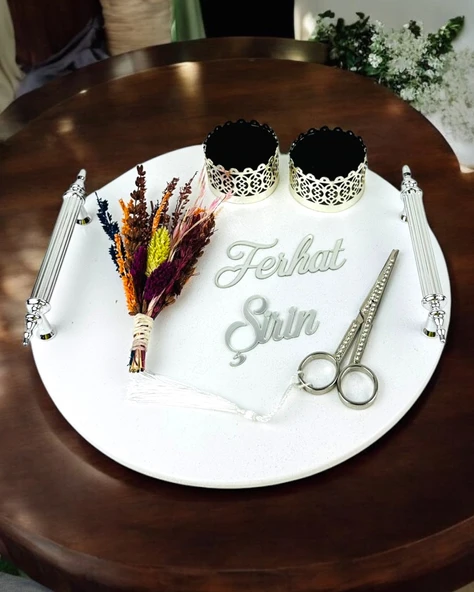 Adoration Polyester Gümüş Söz Nişan Tepsisi  GRİ