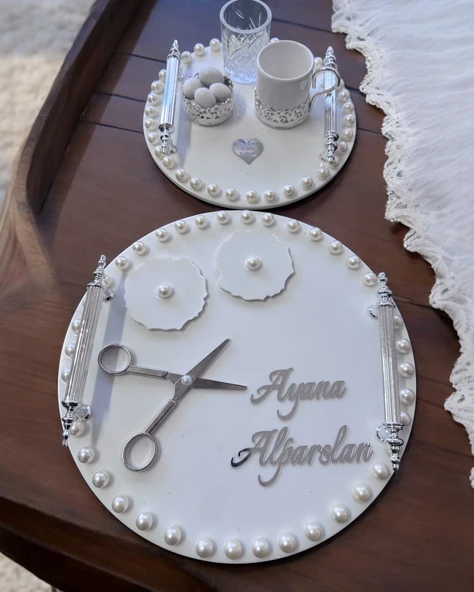 Fascination Gümüş İncili Söz Nişan Tepsisi gümüş